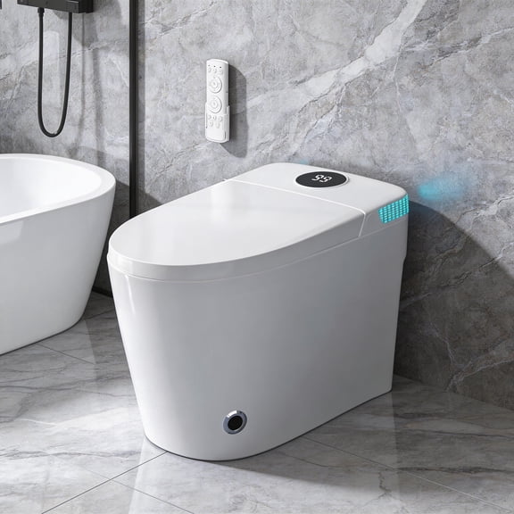Manual Toilet with Heated Seat Dual Flush Bidet Water Warming System