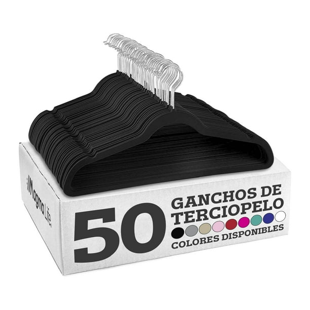 50 Ganchos Para Ropa De Terciopelo, Gancho Plateado Giratorio De 360 Grados, Adecuado Para Todo Tipo De Ropa, Antideslizante Color Negro