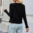 thumbnail image 5 of Women's Casual Fashion Solid Color Short Sweater Ruffled Top for Fall Winter Feminine Touch,Black,L, 5 of 7