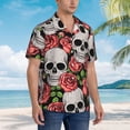 thumbnail image 3 of Fotbe Skull and Roses Camisa Hawaiana para Hombre Unisex – Camisa Casual de Verano con Botones de Manga Corta de Algodón y Lino,X-Large, 3 of 7