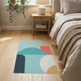 thumbnail image 3 of ODIKA 2'x3' Teal Coral Abstract Geometric Harmony Washable Accent Rug Modern Artistic Expression with Bold Shapes Pet Friendly, Bedside Mat for Bedroom, Nursery, RV, 3 of 7