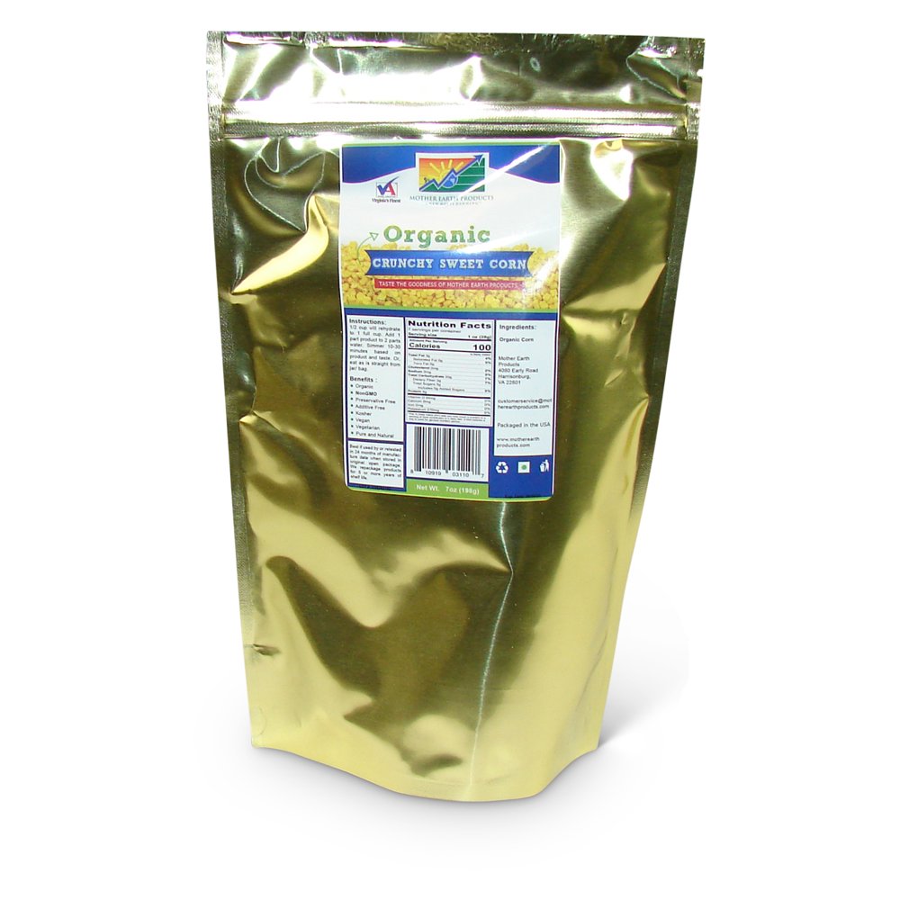 Organic Crunchy Sweet Corn, 1 full quart Mylar Bag