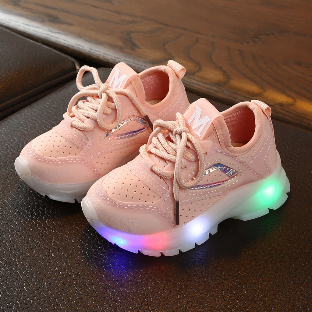 TOWED22 Sneakers for Girls Sport Mesh Run Luminous Girls Breathable Boys Children Baby Shoes Baby Shoes Baby Running Shoes Pink 2.5 Years
