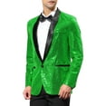 thumbnail image 4 of Unique Bargains Men's Sequin Sport Coats Shawl Lapel One Button Wedding Shiny Blazer L Green, 4 of 6