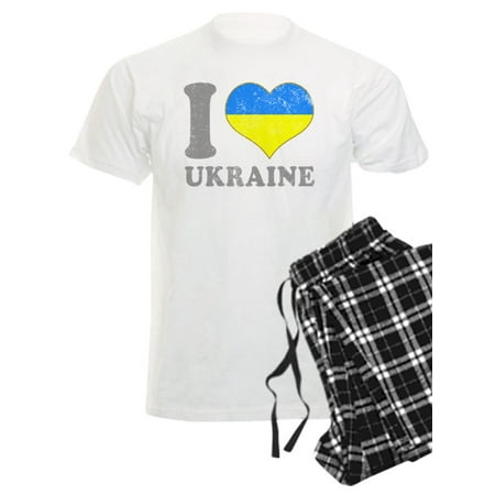 

CafePress - I Love Ukraine Native Ukrainian Flag Pajamas - Men s Light Pajamas