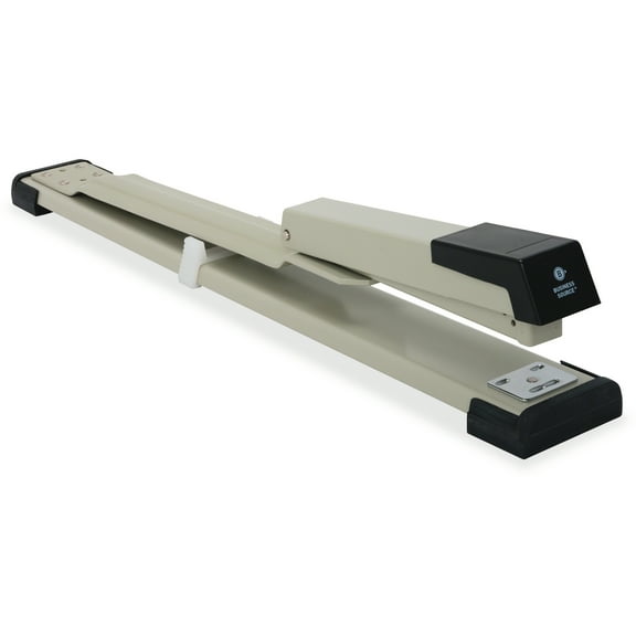 Business Source, BSN62827, Long Reach Stapler, 1 Each, Putty,Gray,Black