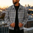 thumbnail image 3 of Zimjoy Corduroy Plaid Jacket for Men Button Down Vintage Long Sleeve Shacket Lightweight Regular Fit Western Jackets for Casual Fall Winter Navy L, 3 of 8