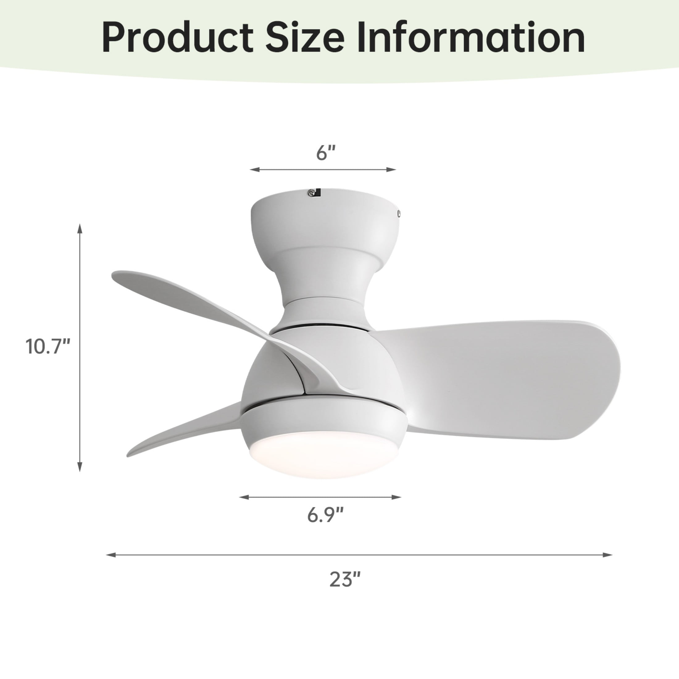 Sofucor 23 inch Ceiling Fan with LED Light for Children's Rooms Dining Room Patio