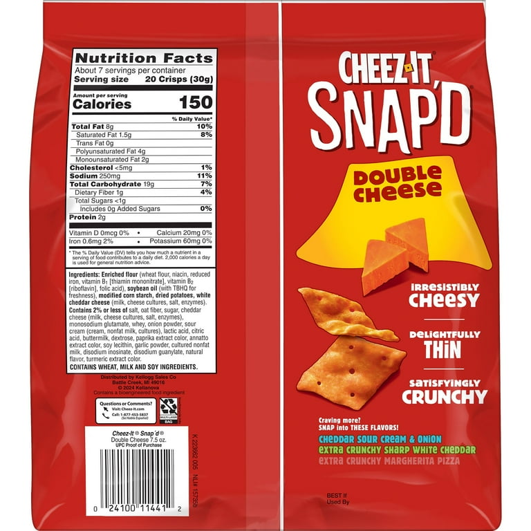 Cheez-It Snap'd Double Cheese Cracker Chips, Thin Crisps