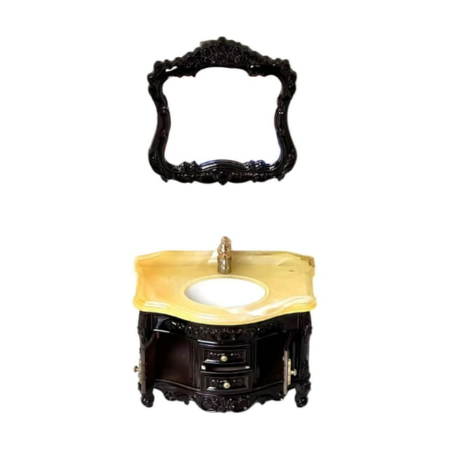 Gabinete de lavabo para casa de muñecas Strade Fareast Limited 2 piezas mini clásico negro