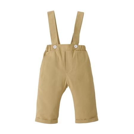 

Kucnuzki Newborn Baby Boy Clothes 9 Months Infant Boy Pants Basic Pants 12 Months Suspender Solid Color Overalls Baby Boy Bib Pants Apricot