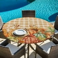 thumbnail image 4 of Orange Plaid Pumpkins Fall Thanksgiving Fitted Tablecloth with Elastic Edged, Round Table Cloth for Dining Table, Maple Leaf Rustic Waterproof Oil Proof Table Cover for Indoor Outdoor 45"-54", 4 of 9
