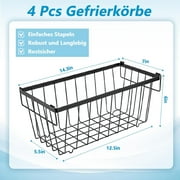 Gijjgole Freezer Organizer Bins, 4 Pack Stackable Chest Freezer Organizer for 5-7 Cu.ft Deep Chest Freezer Organization, Freezer Organizer Bins Easy to Get Food from Bottom Prevent Frozen Food Waste