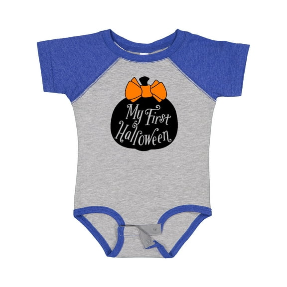 Inktastic My 1st Halloween with Pumpkin and Orange Bow Boys or Girls Baby Bodysuit