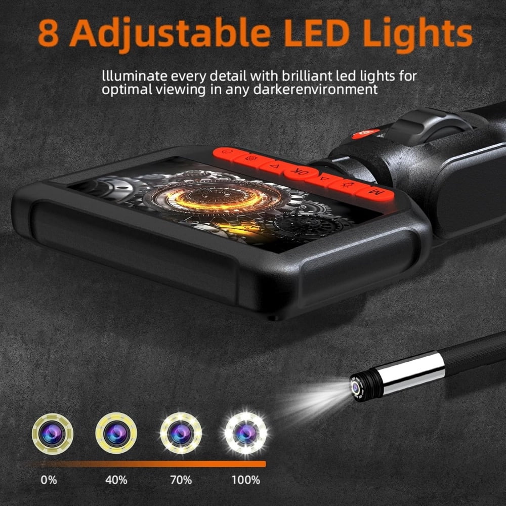 Endoscope Camera with Light, 1920 HD Industrial Endoscope Inspection Camera with Light, 4.3" Video Inspection Endoscope for Automotive Aircraft Mechanics Tools & Gifts for Men