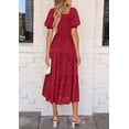 thumbnail image 2 of Vestido Midi PRETTYGARDEN Mujer Verano 2025 Floral Rojo, 2 of 6