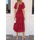 thumbnail image 2 of Vestido PRETTYGARDEN Verano 2025 Midi Cuello Cuadrado Rojo XXL, 2 of 6