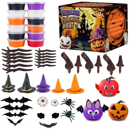 Halloween Handmade Kit -12-Piece Air Dry Clay Craft Set for DIY Decorations and Party Favors