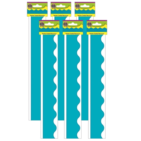 Teacher Created Resources Teal (solid) Scalloped Border Trim, 35 Feet Per Pack, 6 Packs