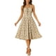 thumbnail image 1 of Vestido Floral de Cuello Halter INSPIRE CHIC para Mujer, Vestido de Verano Sin Mangas, Vestido Midi con Cordones XS Beige, 1 of 1