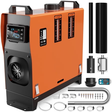 Ecojoy All in One Portable Diesel Heater, 5KW 12V Diesel Air Heater with Remote Control & LCD Display & 5L/1.3Gal Fuel Tank for Truck RV Camper Boat Tent Garage Orange