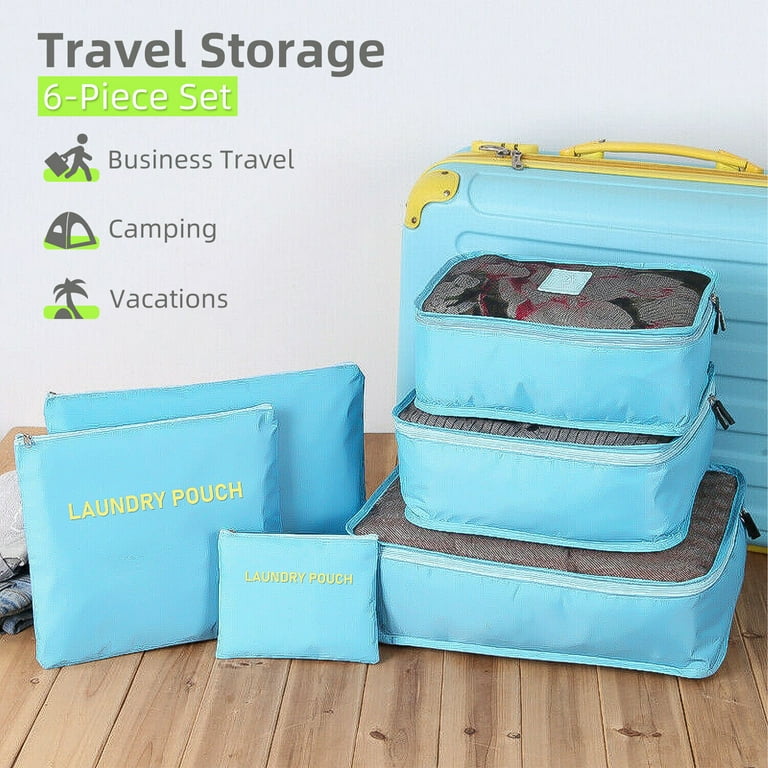 6pcs Travel Storage Bag Set for Clothes Luggage Packing Cube Organizer Suitcase, Size: One size, Pink