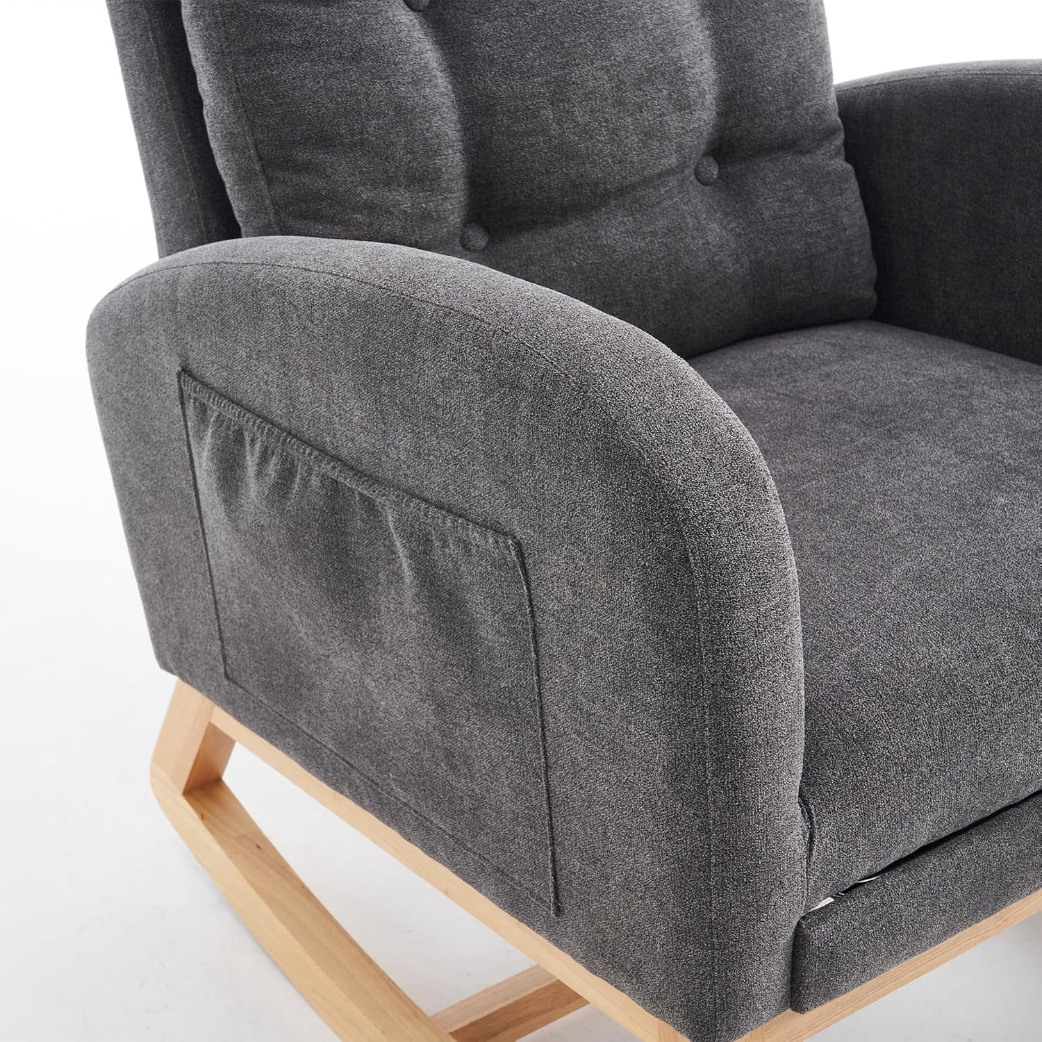 Rocking Chair with Retractable Foot Rest Glider Rocker Accent Chair Padded Seat with High Backrest Armchair Comfy Side Chair for Living Room Bedroom Offices (Gray)