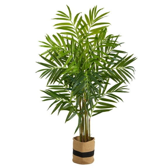 Nearly Natural 8' King Palm Artificial Tree in Handmade Natural Jute and Cotton Planter