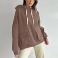 thumbnail image 2 of Christmas! Ohufall Hoodies for Women, Sweatshirt for Women Versatile Solid Color Long Sleeved Round Neck Pocket Temperament Tops, 2 of 9