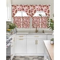 thumbnail image 4 of Pink Ribbon Football Swag Kitchen Curtains Sets for Windows 24 Inch Length, Vintage Modern Game Ball Watercolor Short Window Curtain Panels Swags Valances and Tiers 3 Piece Set for Cafe/Dining Room, 4 of 5