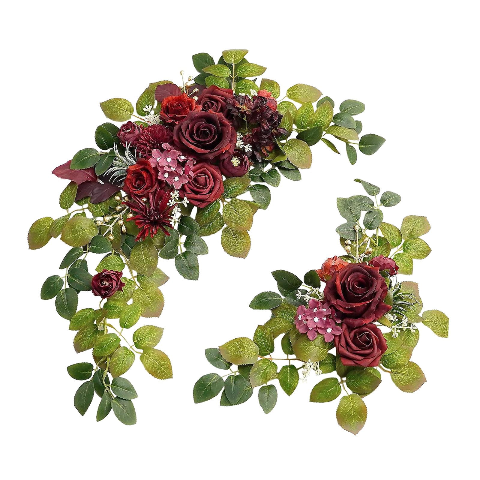 perfeclan 2Pcs Wedding Arch Flowers Artificial Flower Rustic Centerpiece Wedding Decor Flower Arrangement for Wedding Ceremony Backdrop Red