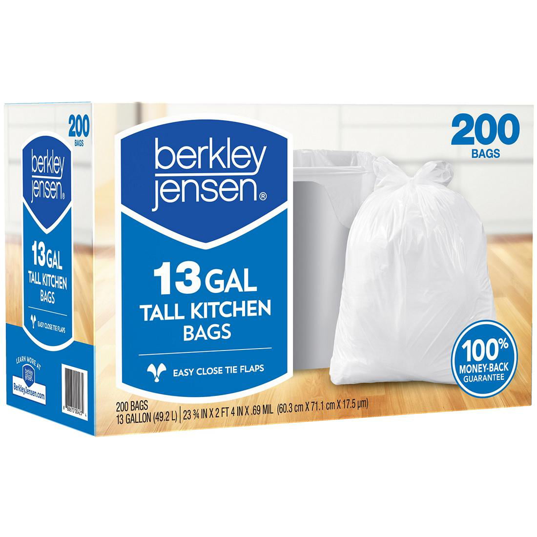 **Original** 200 Trash Garbage Tie Drawstring TALL KITCHEN Bags 13 gallon White 