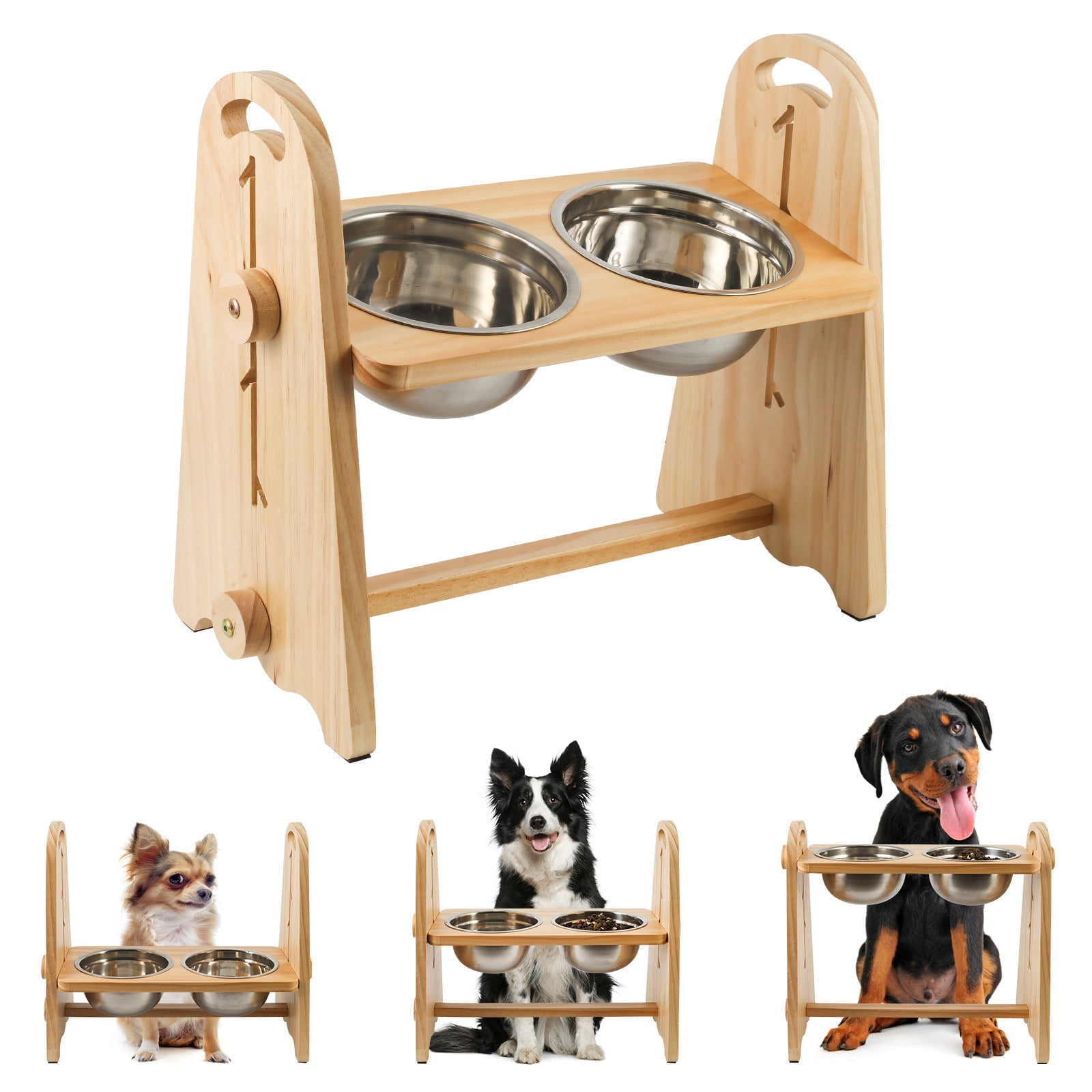 ZPirates Dog Bowl Stand for Large Dogs - Height 14-Inch, Adjustable, 8-11 inch Wide with Lock - Raises, Elevates Pet Food, Fountain and Water Feeders