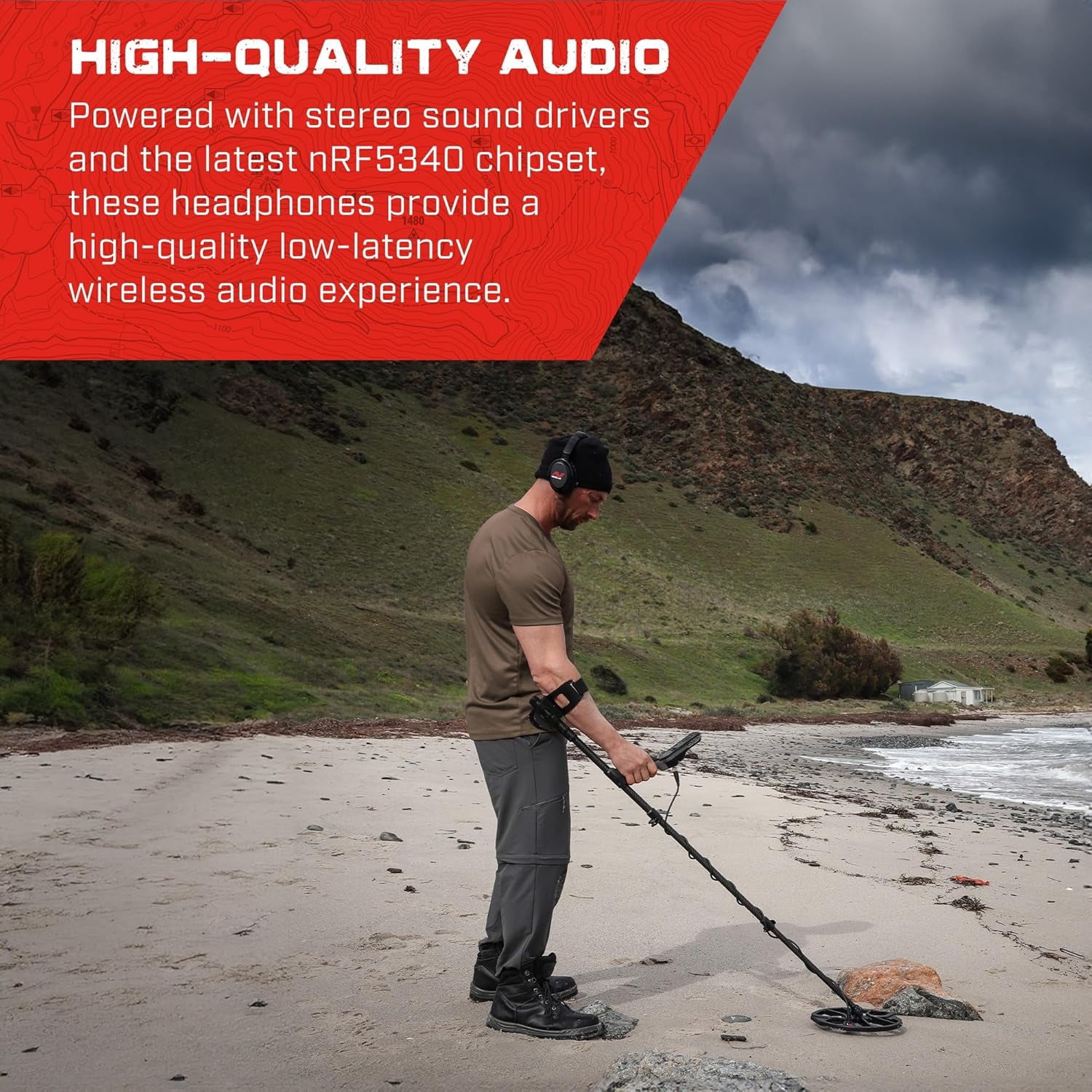 Minelab True Wireless Bluetooth On-Ear Headphone, Black