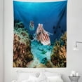 thumbnail image 1 of Underwater Tapestry, Cuttlefish on Coral Reef Sandy Deep Aquatic Animal Tropic Deep Sea, Fabric Wall Hanging Decor for Bedroom Living Room Dorm, 5 Sizes, Sea Blue Teal Pale Brown, by Ambesonne, 1 of 1