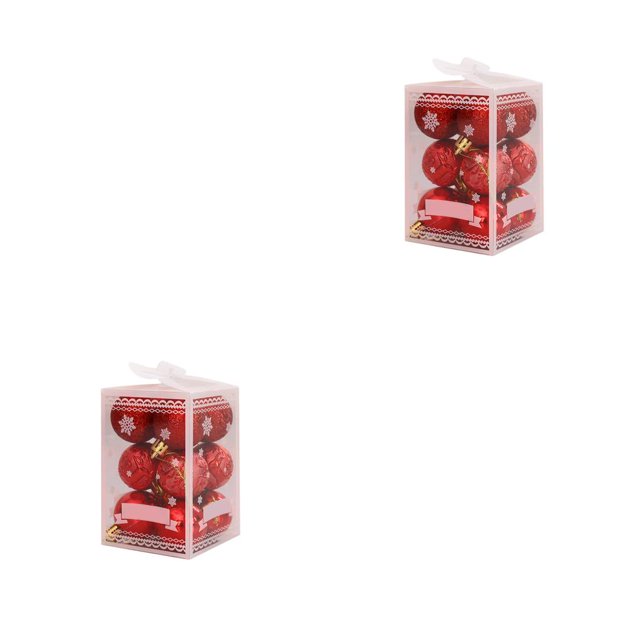 Matsuzay Paquete de 12 bolas de Navidad decoración del árbol vacaciones interior exterior adornos ventana plástico reutilizable decoración Rojo 2Conjunto