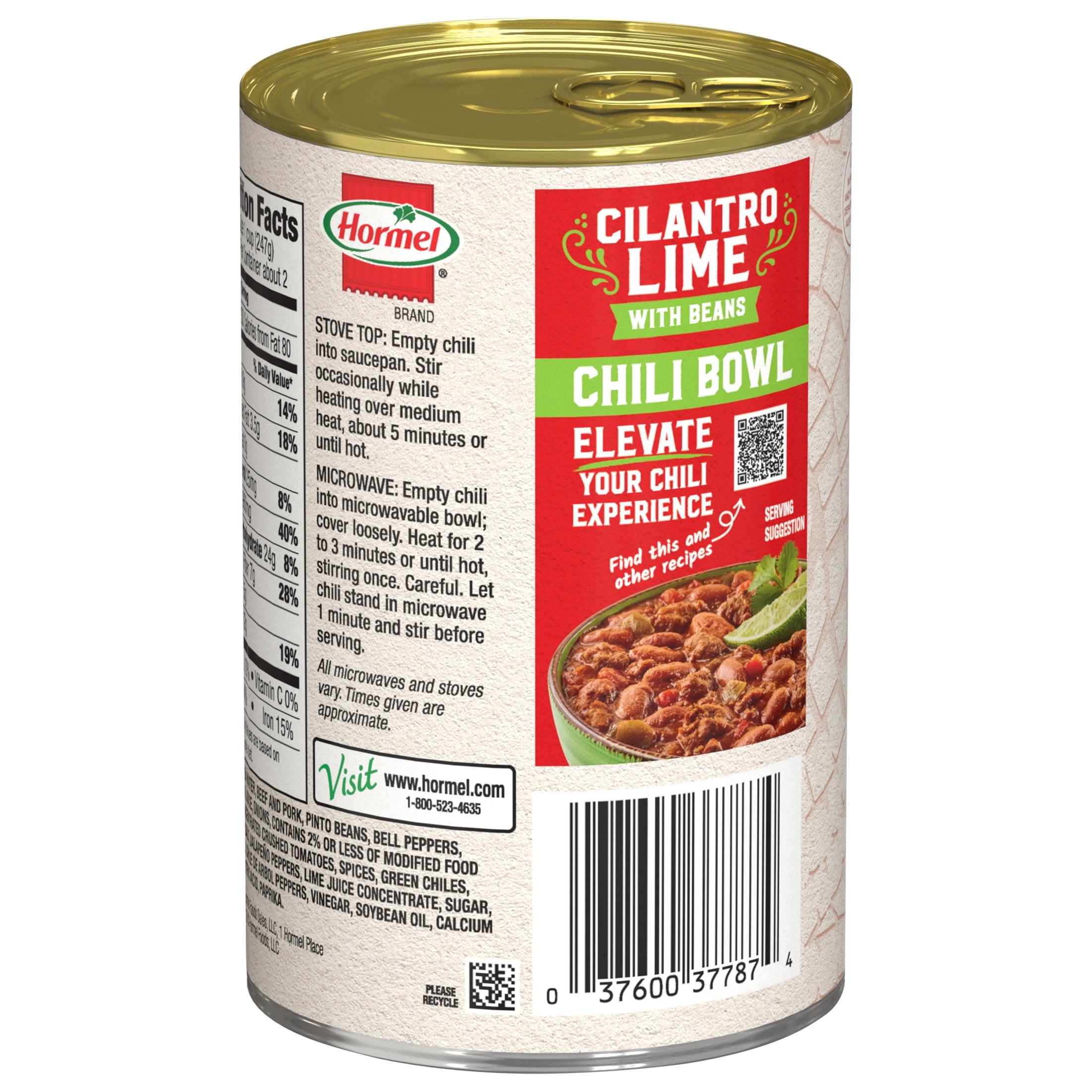 HORMEL Chili Cilantro Lime with Beans, 15 oz Can
