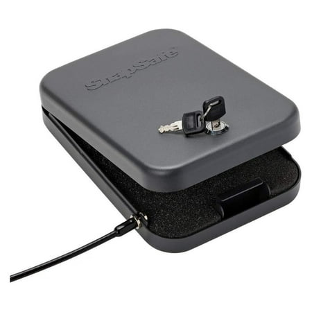 saney Portable Lock Box for and Valuables - Includes Lock Box 2 Keys and Patented Security Cable - An Ideal Car Gun Safe