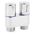 thumbnail image 1 of 1 In 2 Out Double Control Valve,Copper Angle Valve Water Splitter Faucet Parts for Bathroom Toilet Bidet Balcony, 1 of 7
