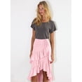 thumbnail image 5 of Women'S Boho Wrap Front Self Tie Knot Ruffle Hem Split Midi Skirt Pink XXL, 5 of 8