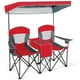 thumbnail image 2 of Costway Silla De Camping Doble Con Dosel Ajustable Y Desmontable, Silla Plegable Para 2 Personas Al Aire Libre Con Mini Mesa, Bolsa Refrigeradora, 1 Bolsillo Frontal Y 2 Portavasos, Playa, Viajes, 2 of 4