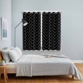 thumbnail image 5 of Curtains 84 Inches Long 2 Panels, Black Geometric Grommets Window Treatment Curtain, Modern Minimalism Abstract Striped Thermal Curtains Drapes for Living Room/Bathroom, 5 of 9