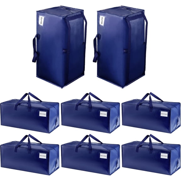 VENO 8 Pack Moving Bags w/Backpack Straps, Moving Boxes & Storage Bins Alternative, Packing Supplies, College Bags, Dorm Room Essentials Storage Bags (Blue)