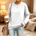 thumbnail image 2 of Trgacdwlo Womens Crewneck Sweatshirt Long Sleeve Pullover Shirts Solid Color Fall Winter Warm Fleece Sweatshirt for Women White S, 2 of 7