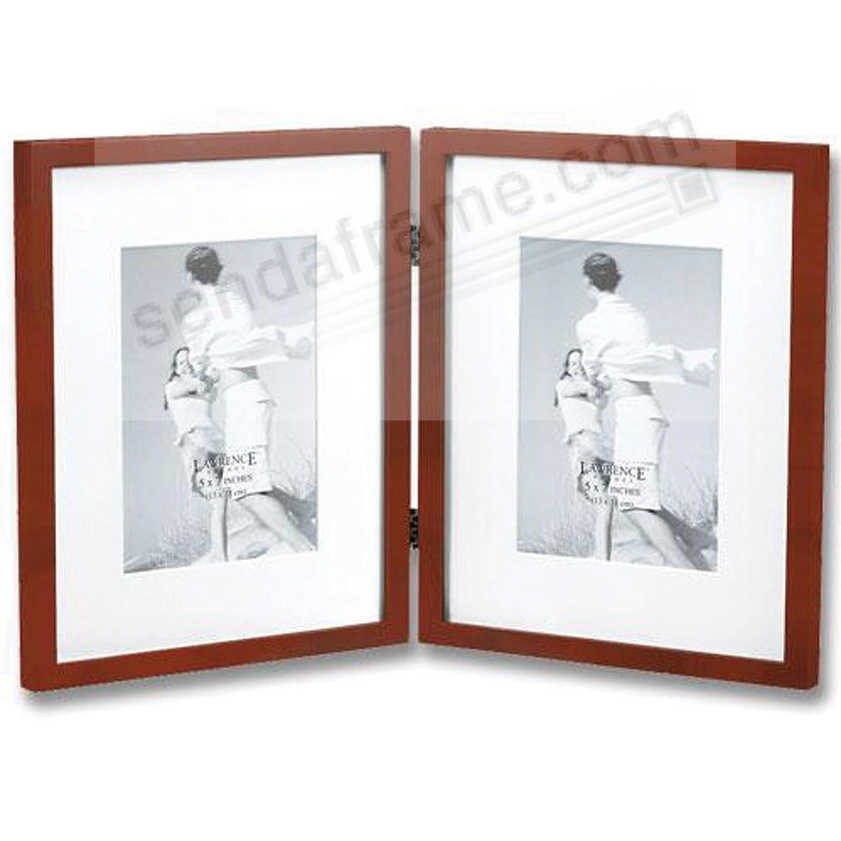 8x10 Brown Walnut Stain Double Hinged Horizontal Wood Photo Picture Frame New 