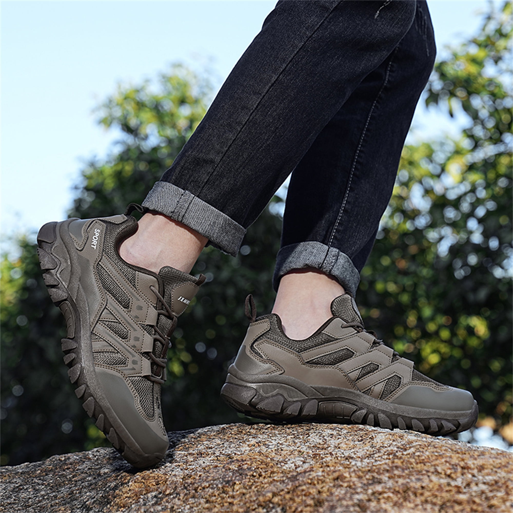 LASUDRAA Unisex Non-Slip Breathable Hiking Shoes for Men Women, Outdoor Trekking Trail Sneakers for Camping Walking
