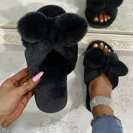 

Women s Fashion Bowknot Warm Pure Color Comfortable Plush Cotton Slippers Womens Comfy Slippers Womens Indoor Outdoor Slippers Size 9 Cute Womens Slippers Boots Women Slippers with Support Slippers by