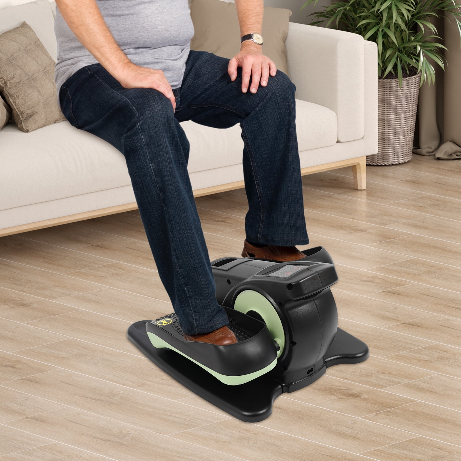 60W Under Desk Elliptical Machine Adjustable Speed Electric Seated Pedal Exerciser Portable Leg Exerciser While Sitting for Seniors with Display Monitor and Remote Control