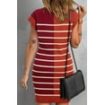 thumbnail image 6 of Stylish Short Sleeve Brown Stripe Sweater Dress - Versatile Knit Dress for Everyday Wear - [ZhiHiMeRi] | (US 8-10)M, 6 of 6