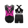 thumbnail image 2 of Miutii Gymnastics Leotard with Sport Bra Shorts Dancewear for Girls Sleeveless Sparkle Dance Bodysuit Athletic Unitard Set Hot Pink 6, 2 of 3